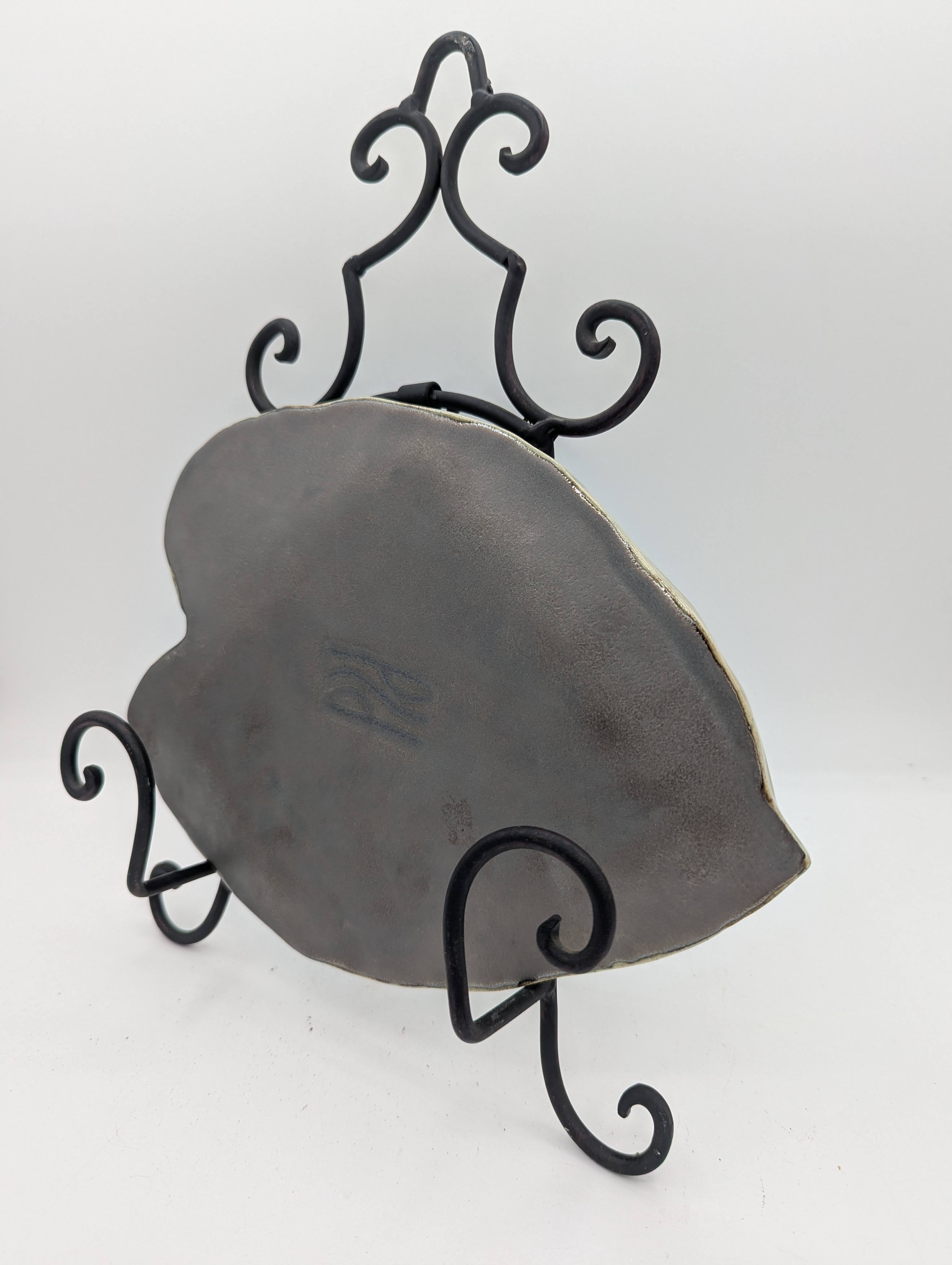 Small Elephant Ear Tray with Wrought Iron