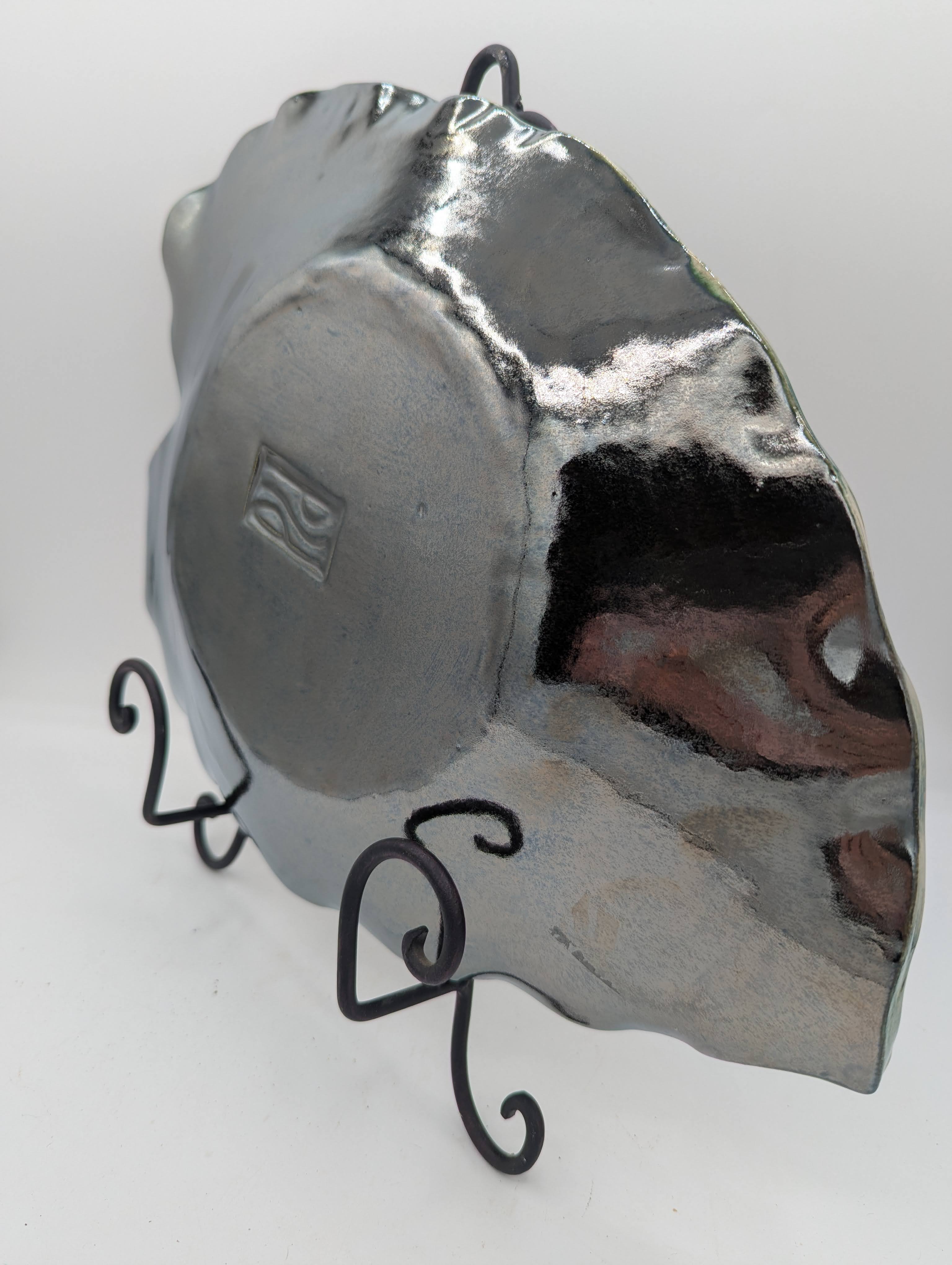 Large Elephant Ear Platter with  Golden Halo