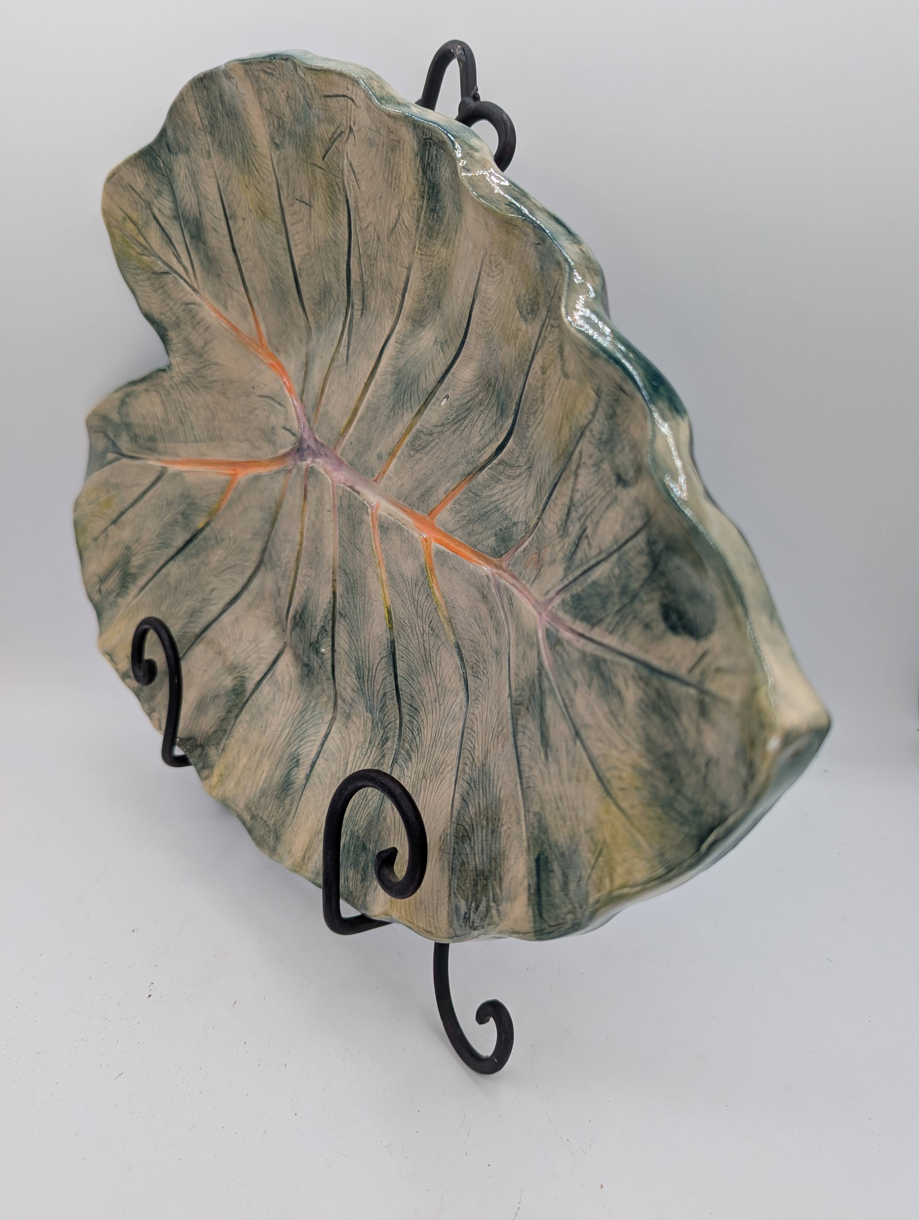 Large Elephant Ear Platter with  Golden Halo