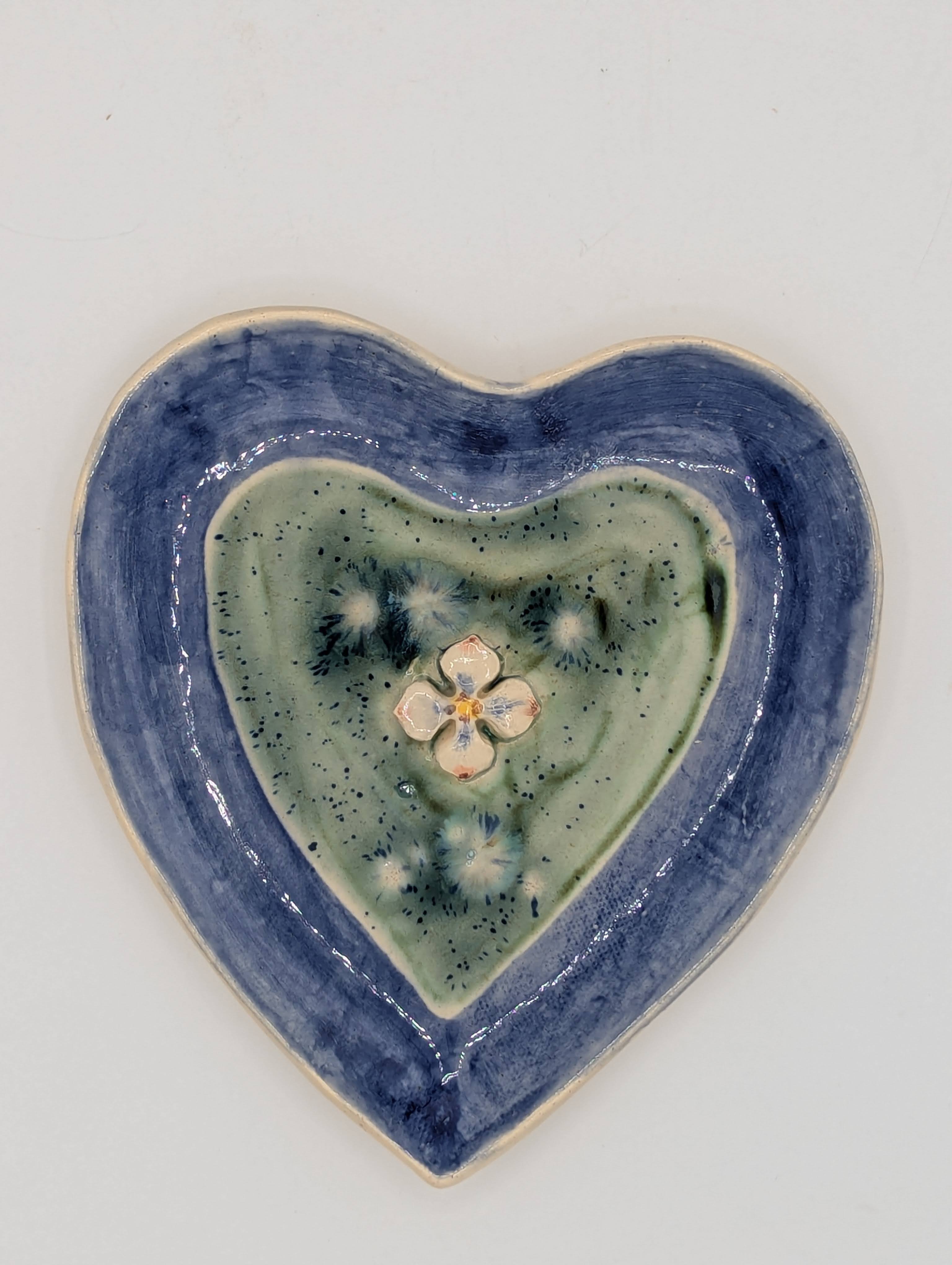 Blue Dogwood Heart Trinket Tray