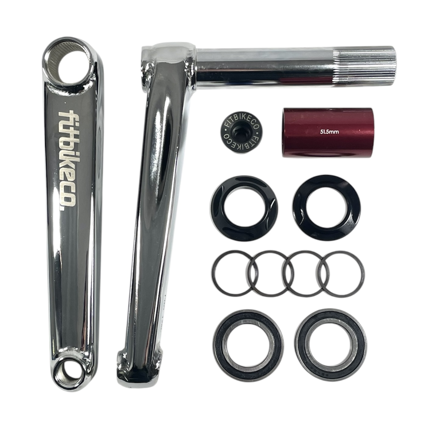 ✨ FitBikeCo Chrome Crankset with Mid BB Kit – Premium BMX Crank