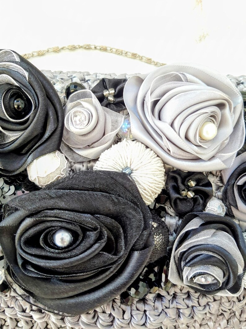 Hand-Crocheted Silk Ribbon Clutch