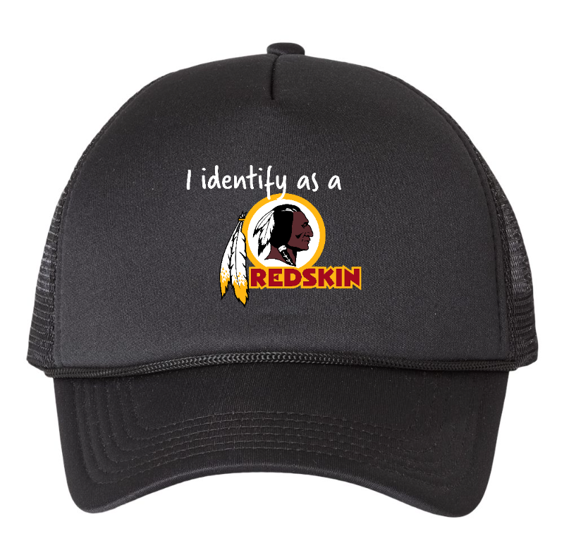 Black "I identify as a redskin" Trucker Cap