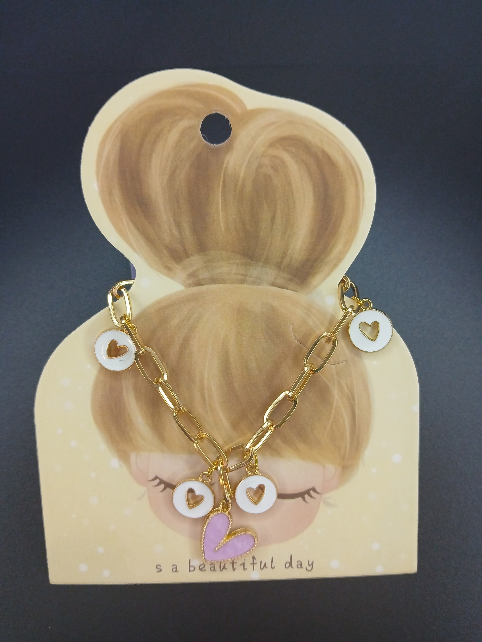 Gold Heart Charm Bracelet