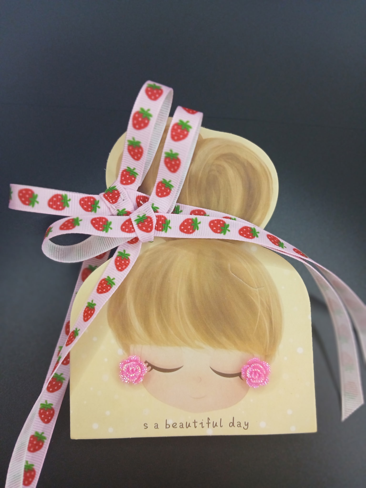 Cute Gift Box with Strawberry Ribbon