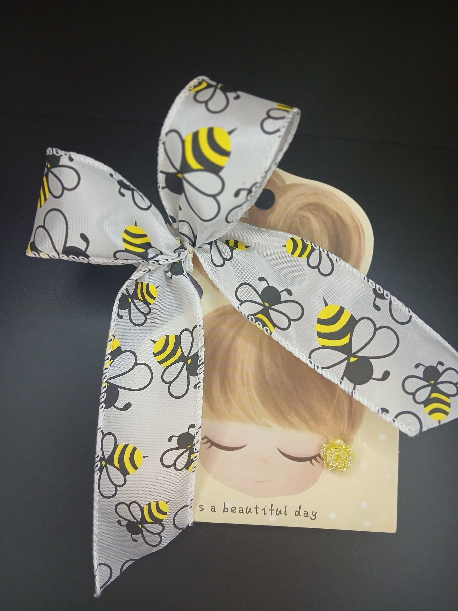 Bee Print Hair Bow