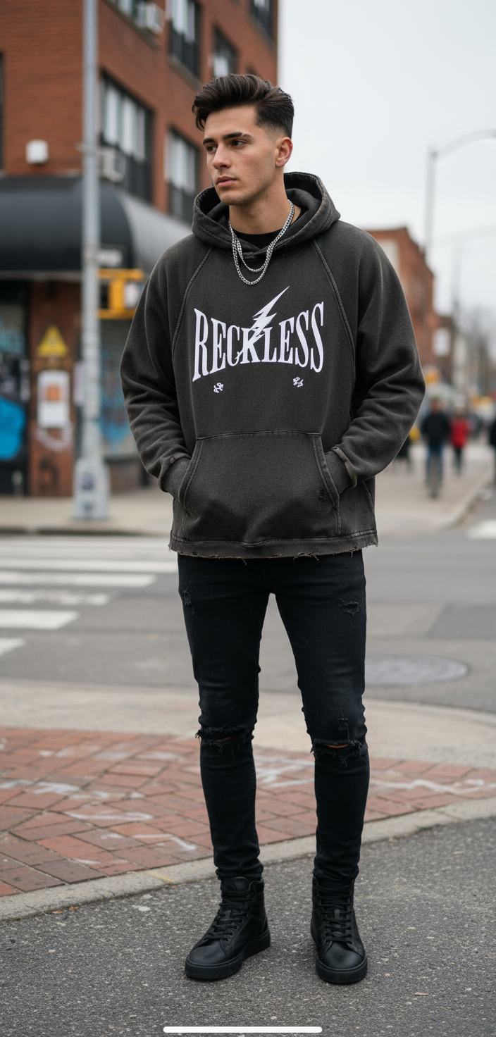 Reckless Vintage Black Hoodie