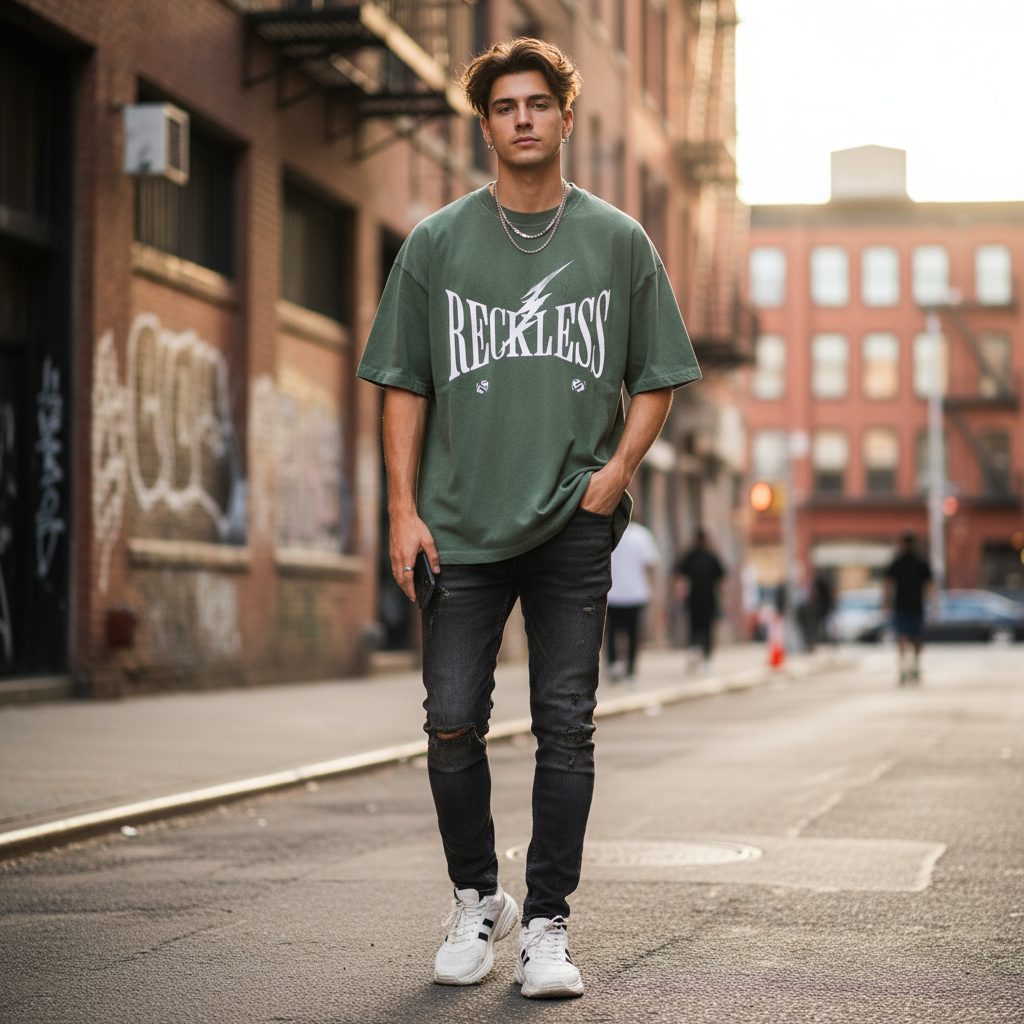 Green Reckless Graphic T-Shirt
