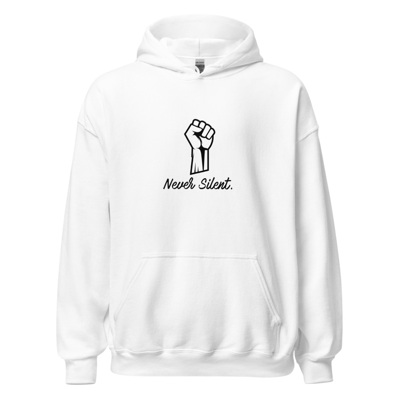 Never Silent - White Hoodie