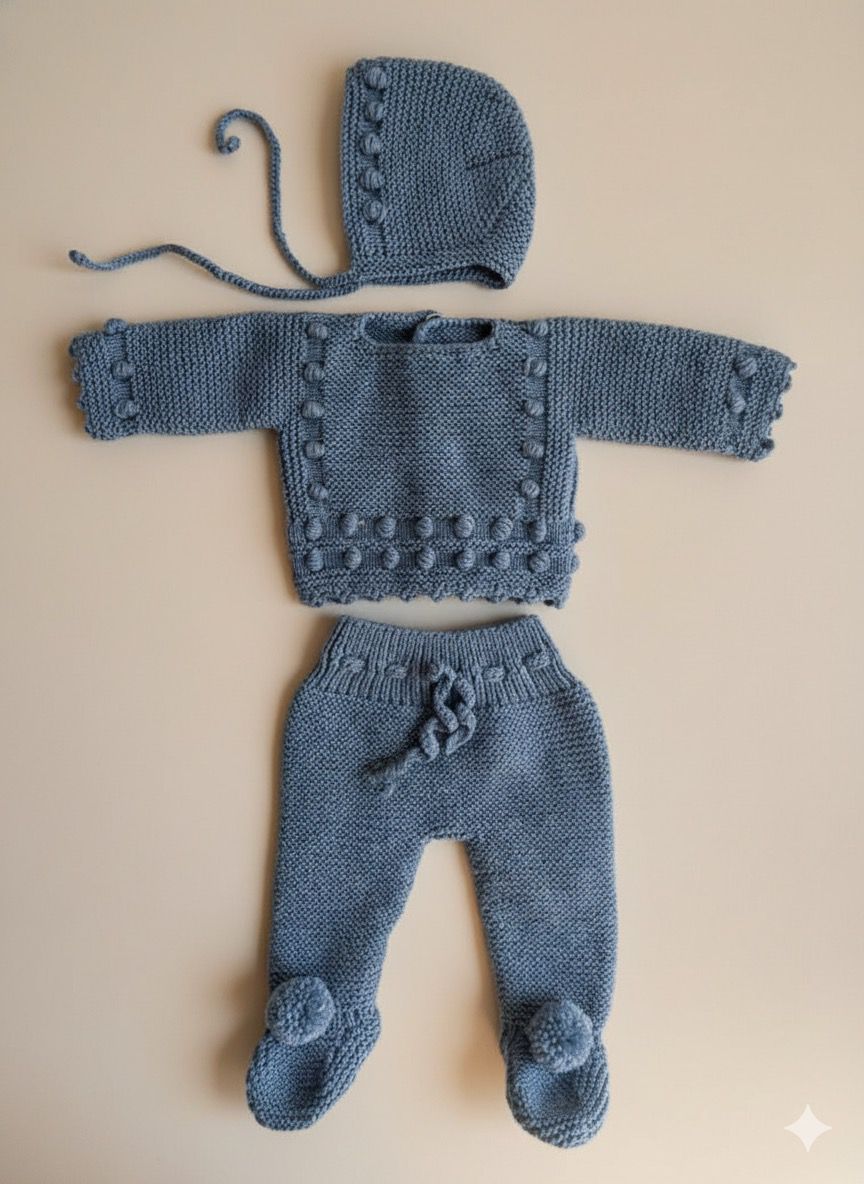 Conjunto de ropa tejida para bebé