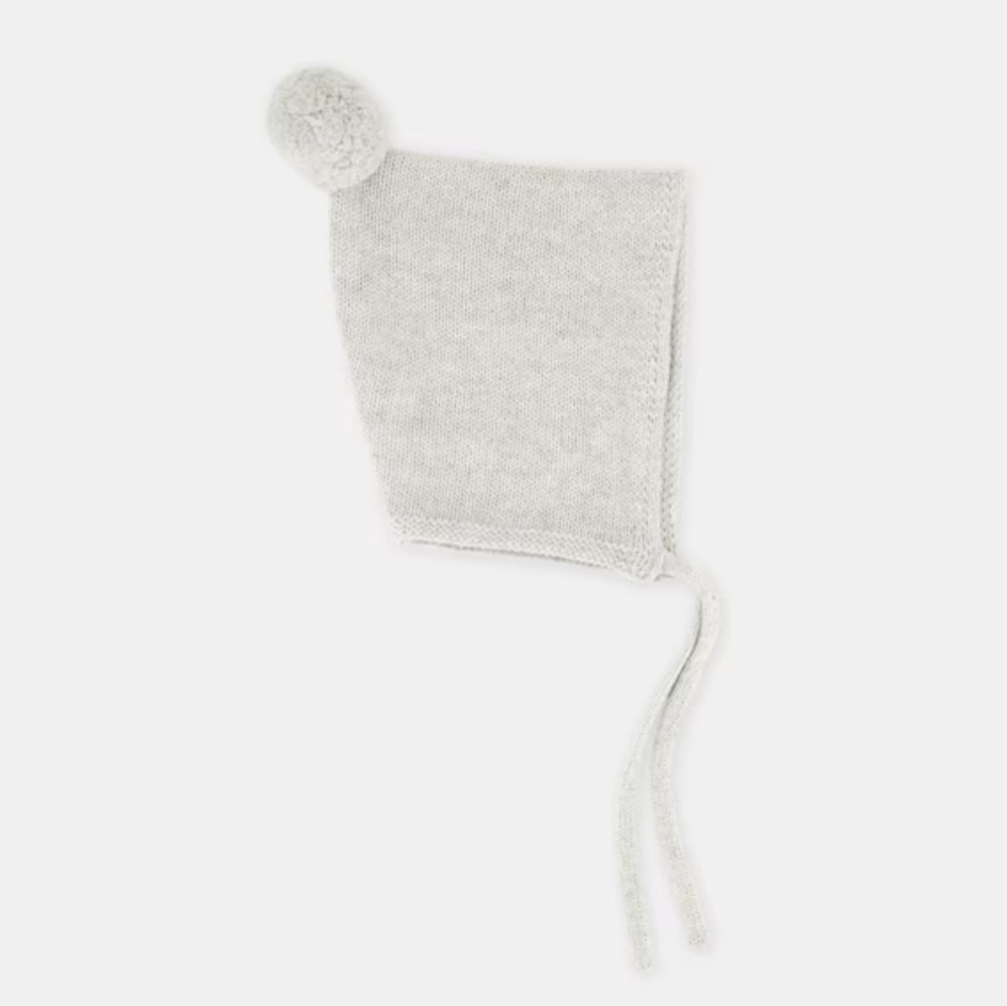 Capota recién nacido punto pompón gris