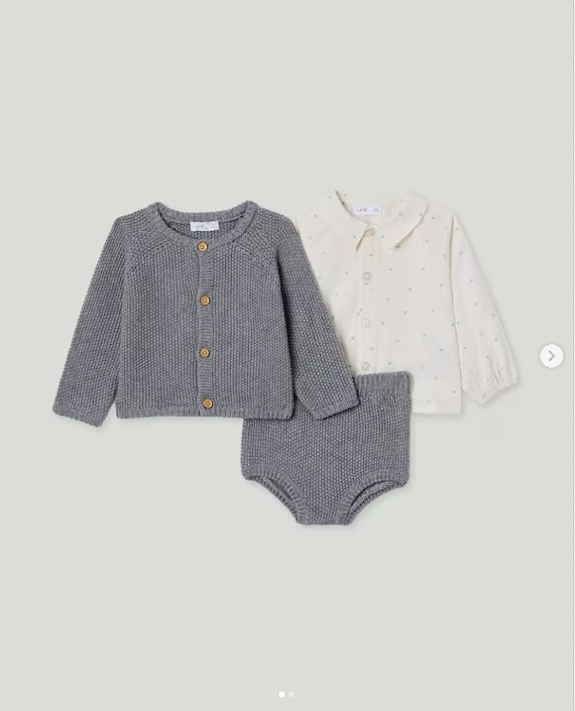 Conjunto 3 piezas gris con camisa para bebé 12m