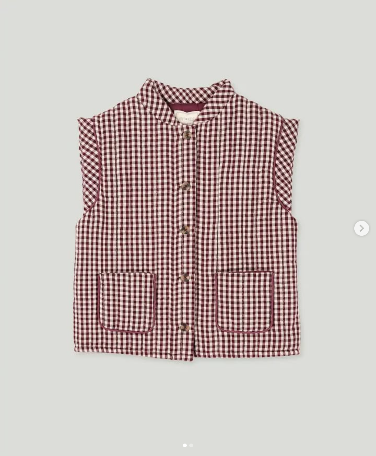 Chaleco acolchado bebé niña cuadros vino 24m