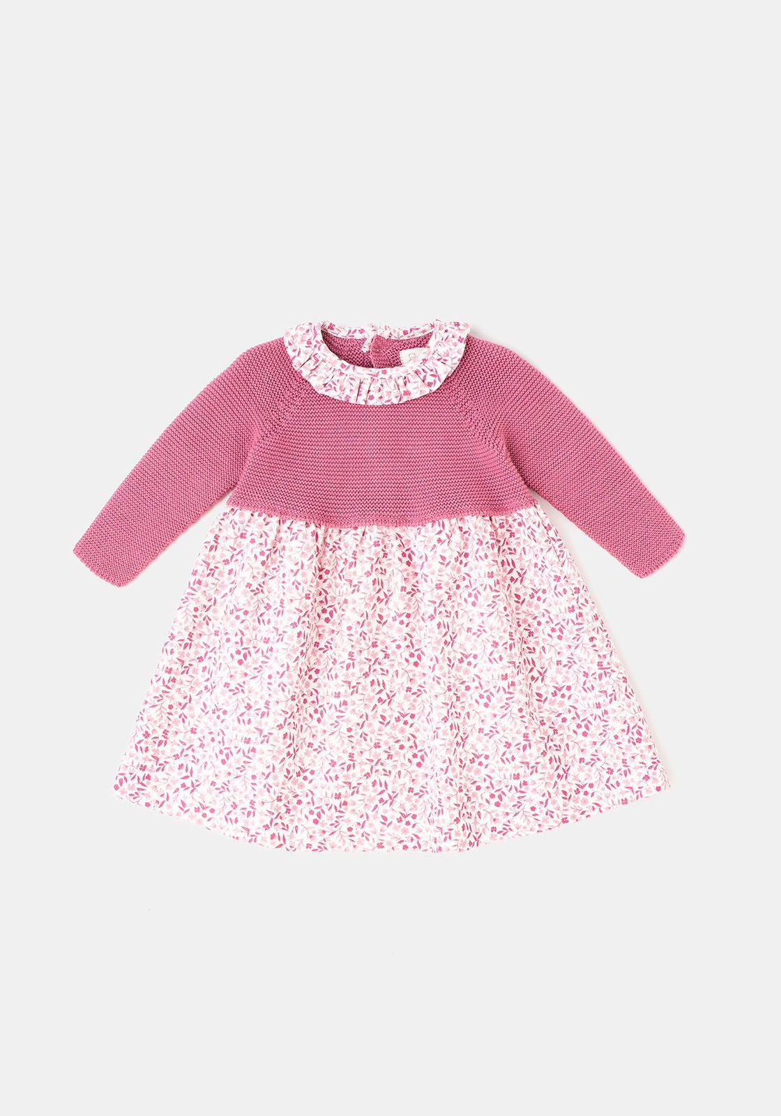 Vestido de punto rosa con estampado floral 3m