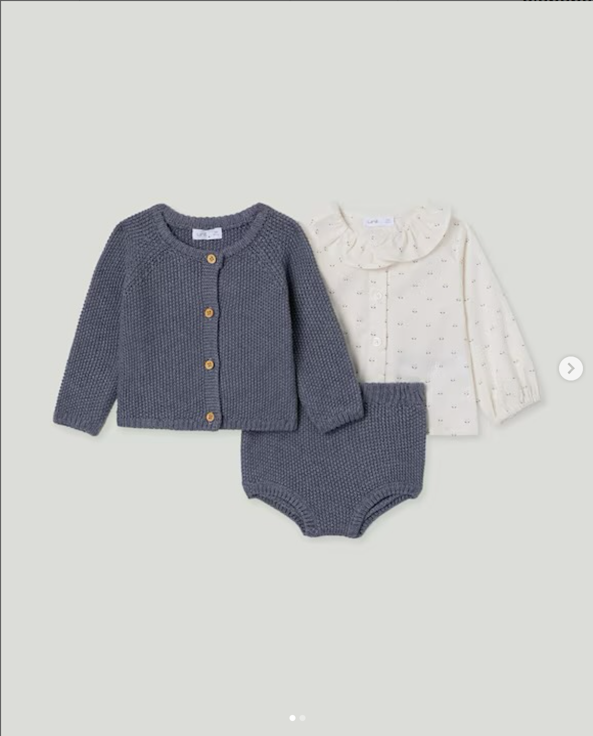 Conjunto 3 piezas azul con camisa 9m