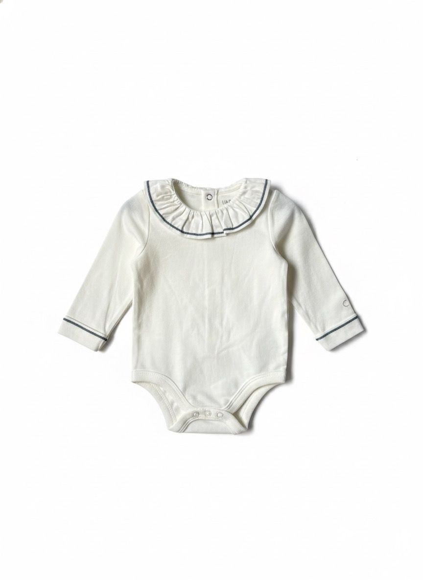 camisa body olan con borde beige 6m