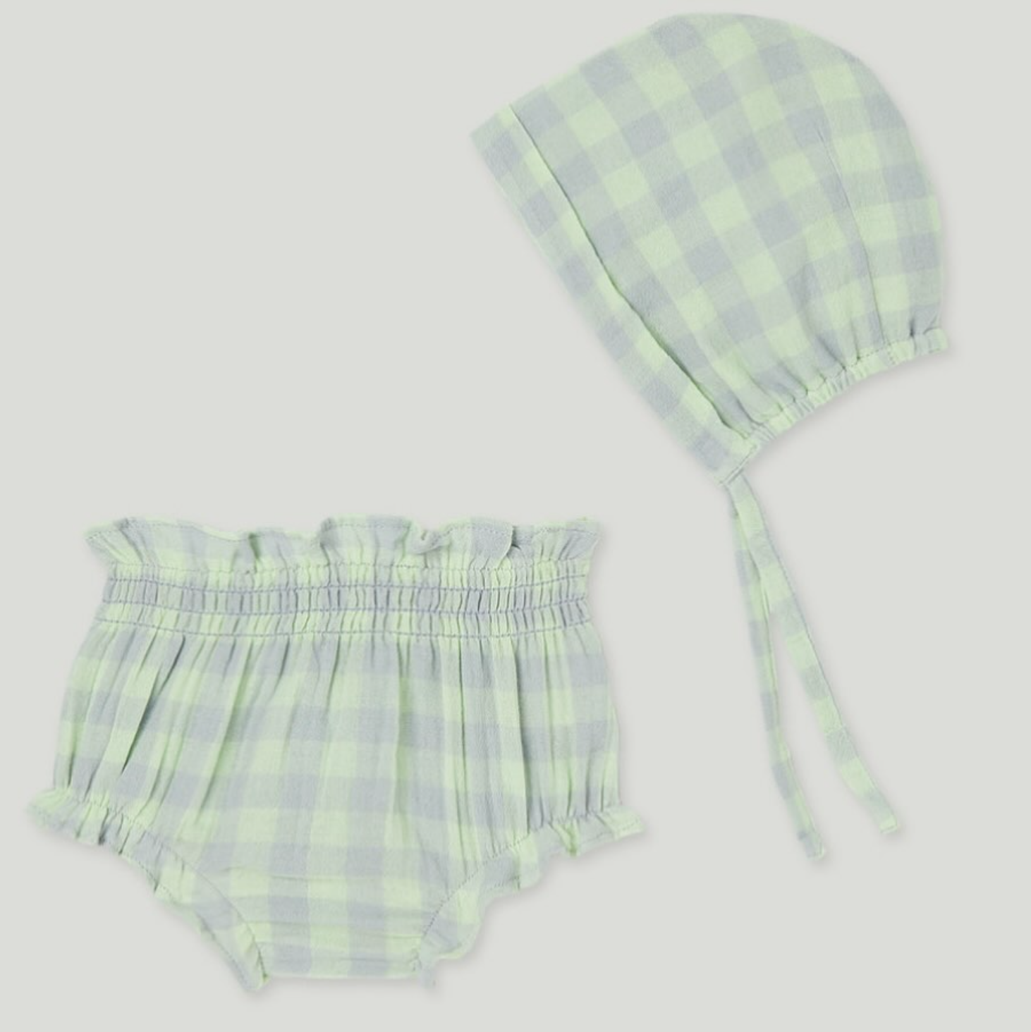 Conjunto recién nacido capota y cubrepañal verde 3m