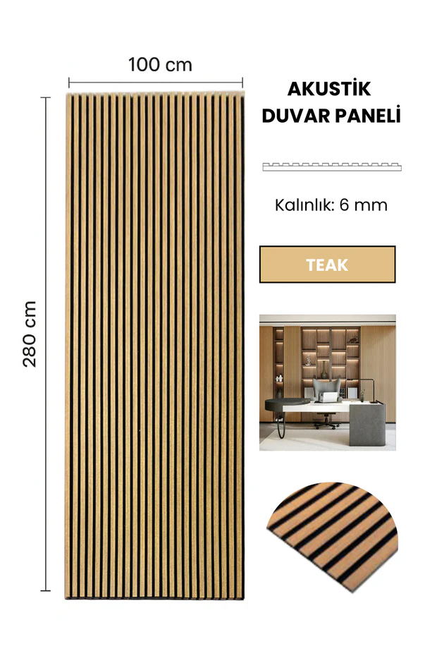 Akustik Duvar Paneli - Teak