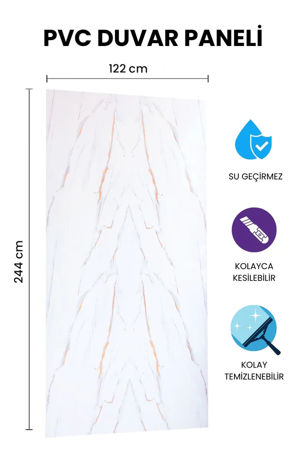 WHITE CALATACA STYLE Mermer Desenli PVC Panel