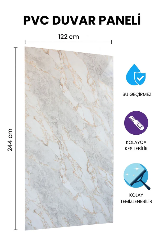ROCK MARBEL WHITE Mermer Desenli PVC Panel
