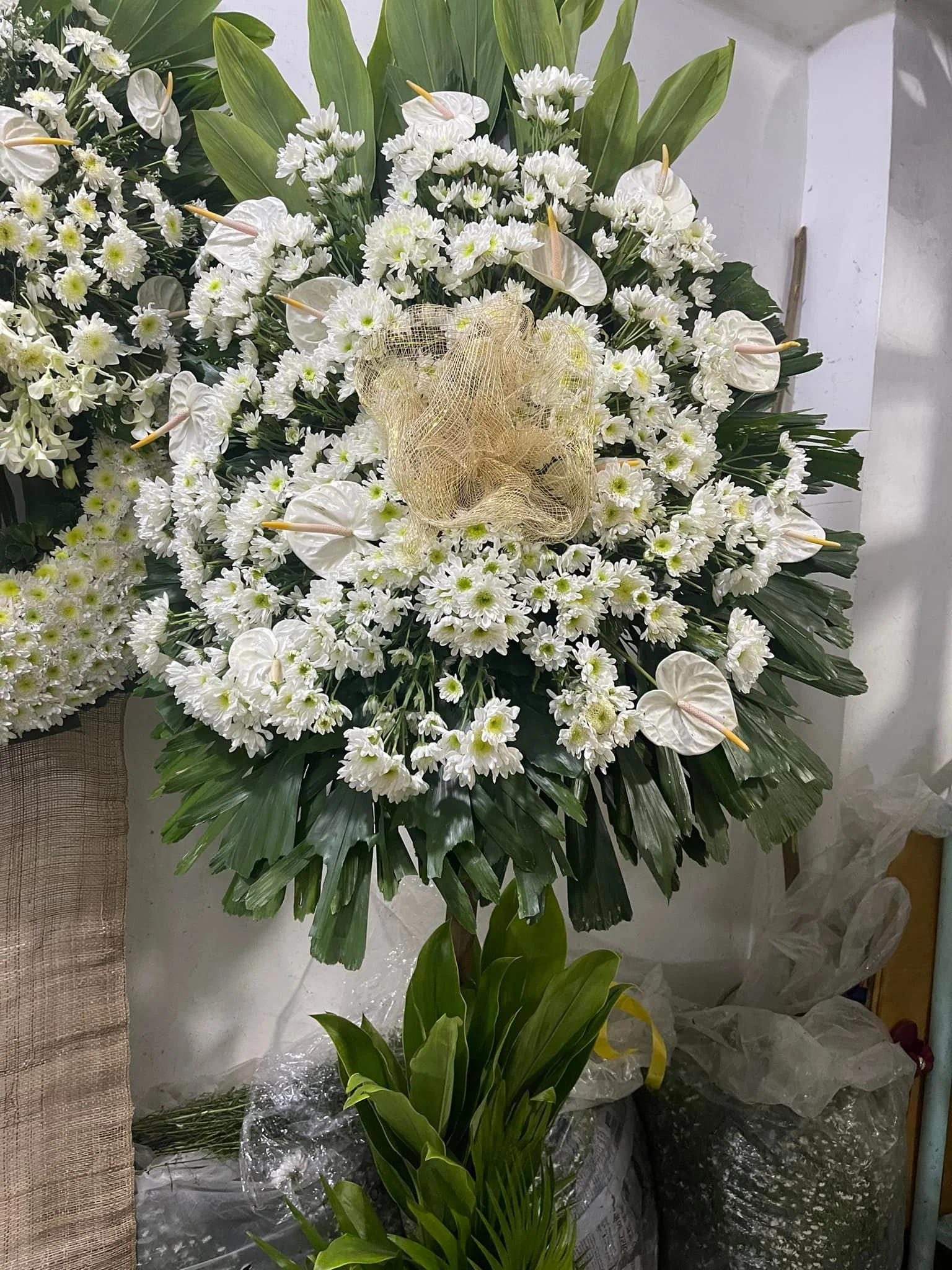 White Floral Funeral Wreath