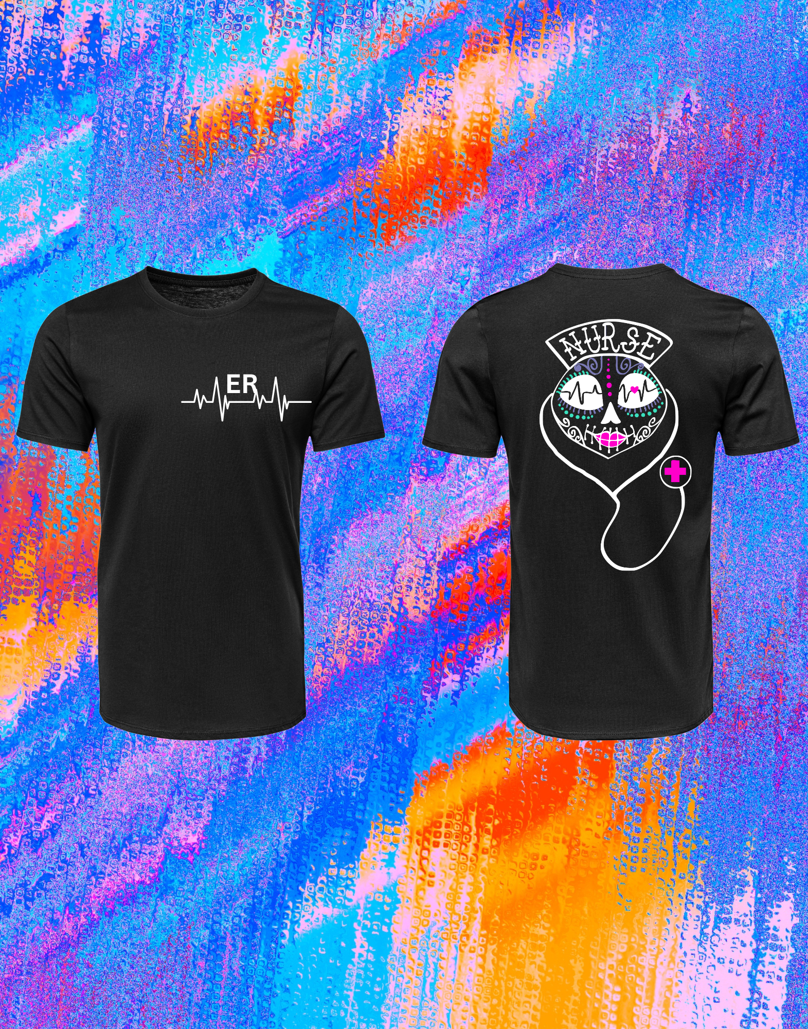 ER Nurse Heartbeat T-Shirt - Black Tshirt