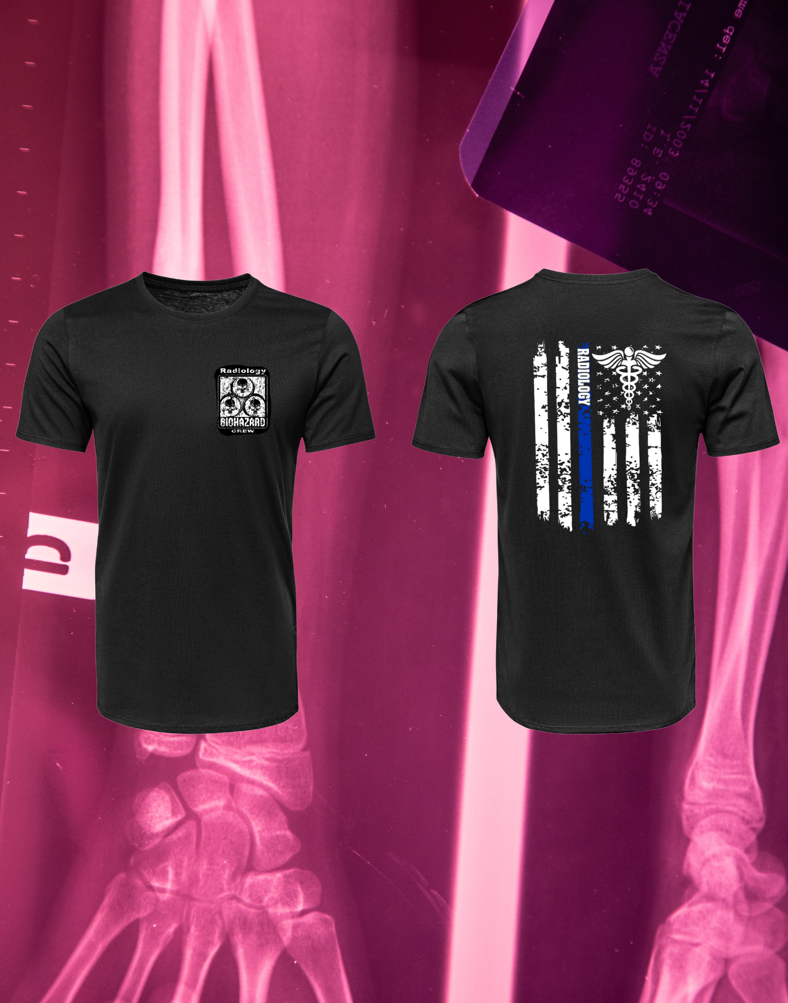 Radiology Patriotic T-shirt - Black T-Shirt - Front & Back Print