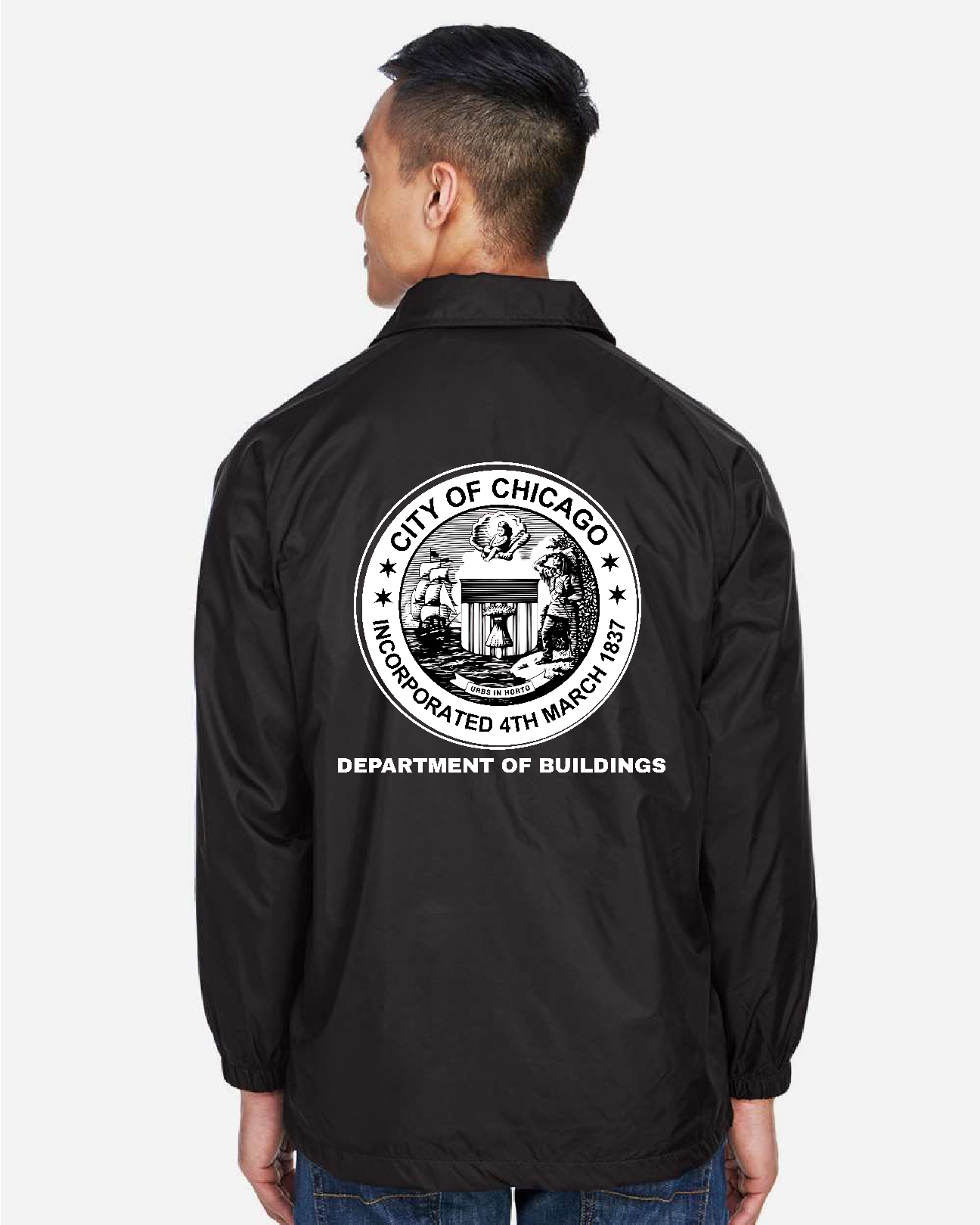 Black Official City of Chicago Windbreaker Jacket
