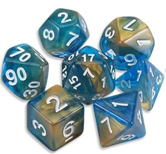 Space Shimmer Blue Gold Dice