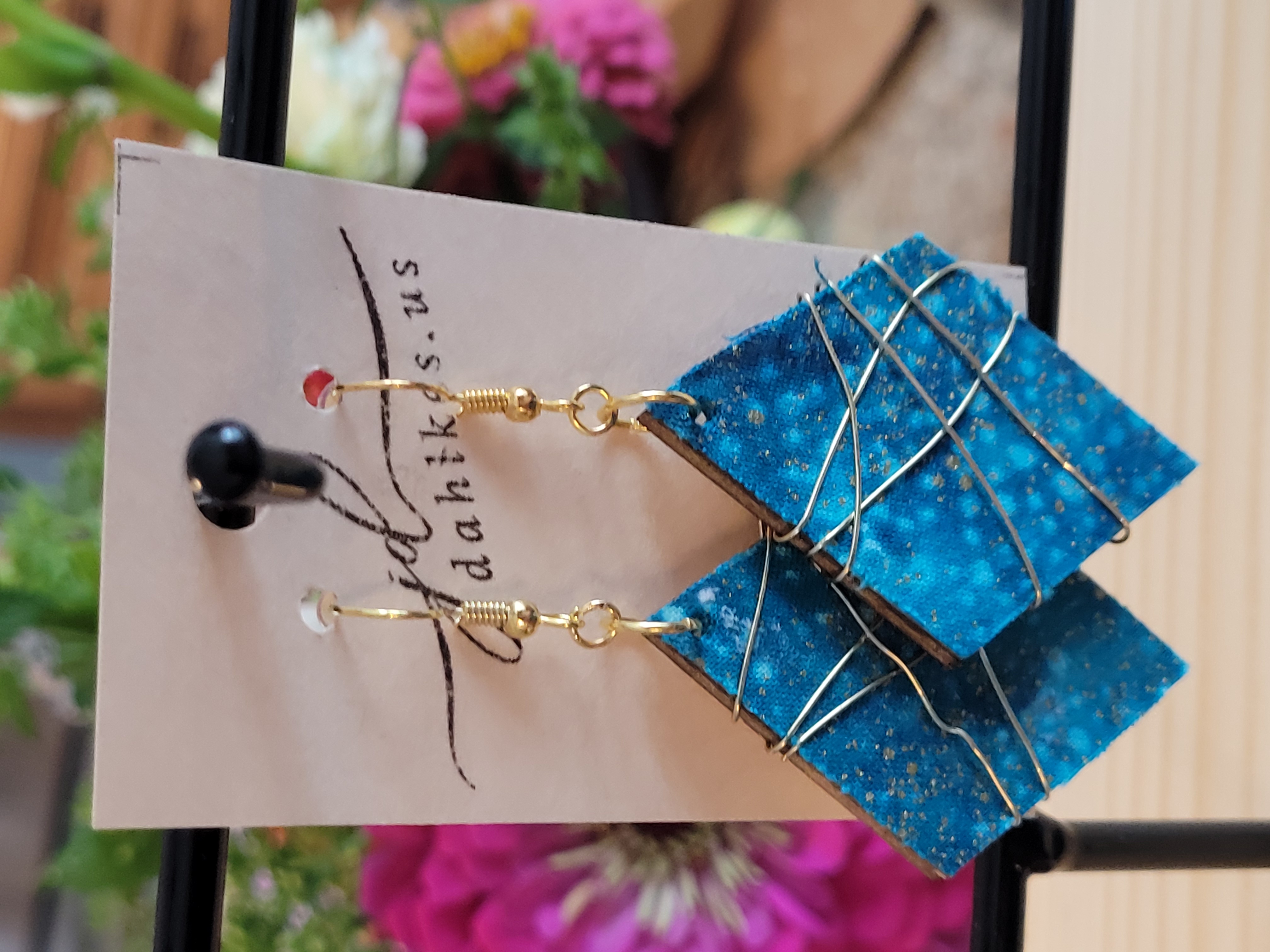 Handmade Blue Geometric Earrings