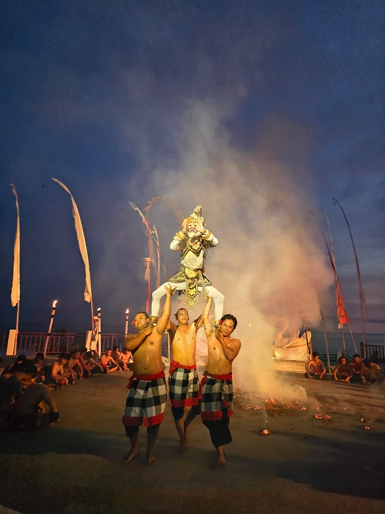 Uluwatu Tample, Popular Beaches ,Kecak & Fire Dance, Dinner at Jimbaran Seafood Restaurant