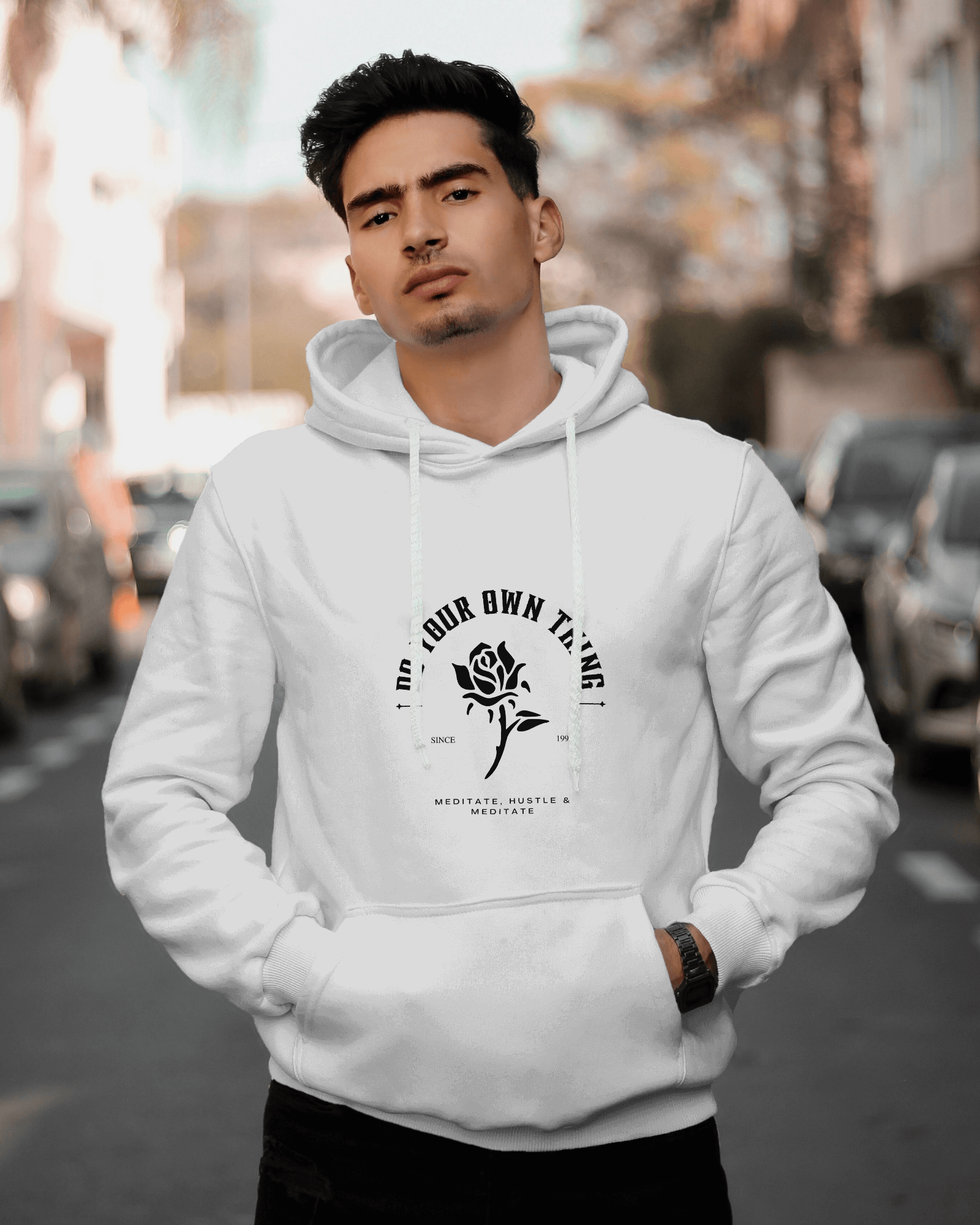 White Motivational Graphic Hoodie