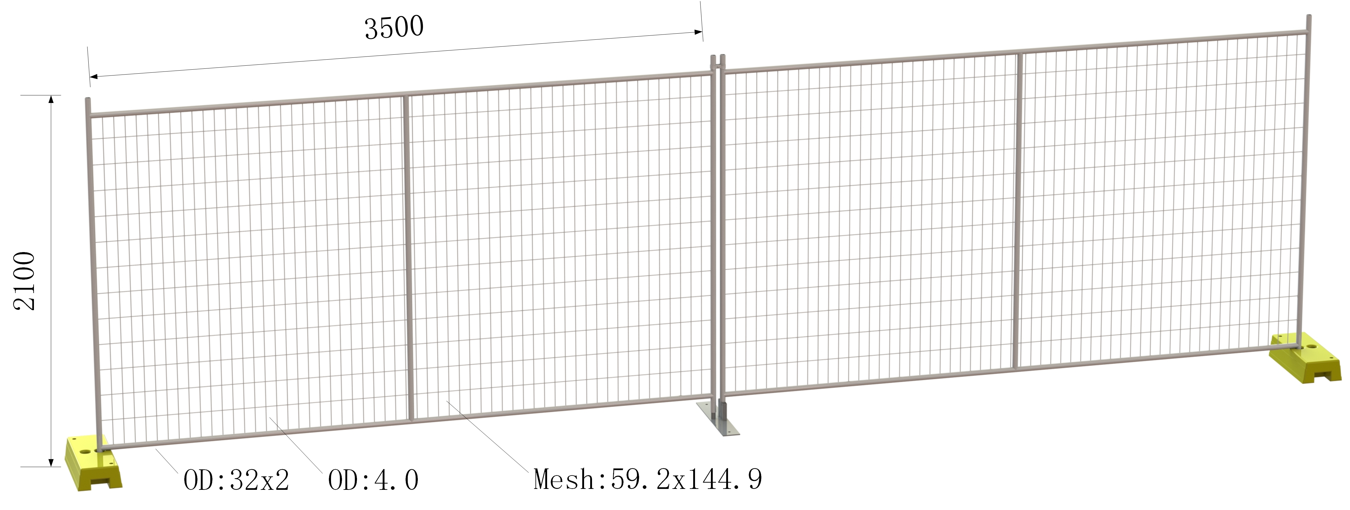 2.1m × 3.5m Temporary Fence Panels