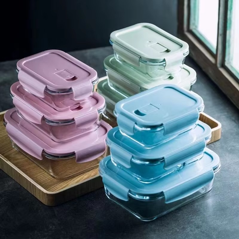 3 Pcs Microwave Pyrex Glass Lunch Box