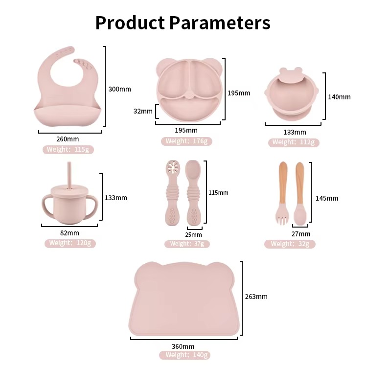 6 Pcs Silicone Baby Feeding Tableware Set