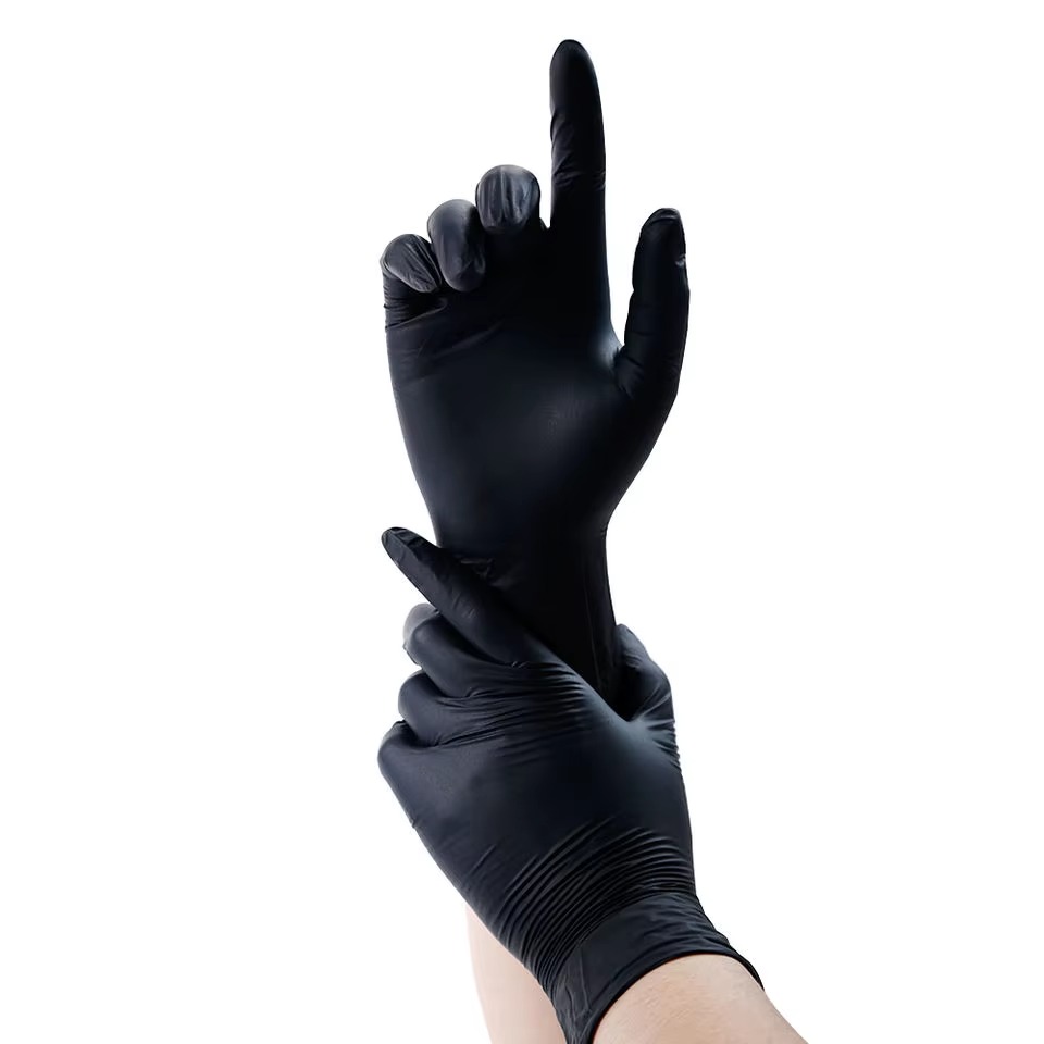 BLACK NITRILE DISPOSABLE GLOVES (100 Pcs)