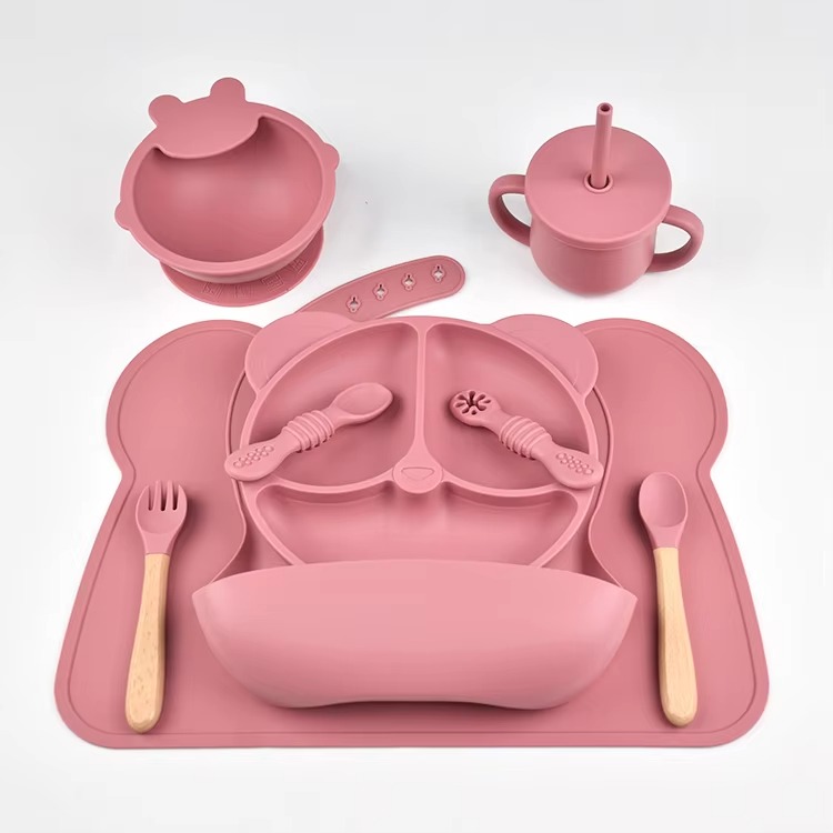 6 Pcs Silicone Baby Feeding Tableware Set