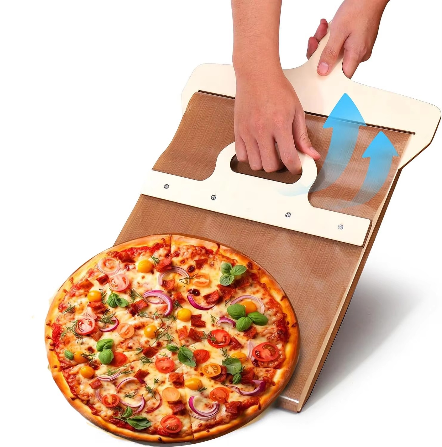 WOODEN PIZZA PADDLE WITH SMOOTH HANDLE