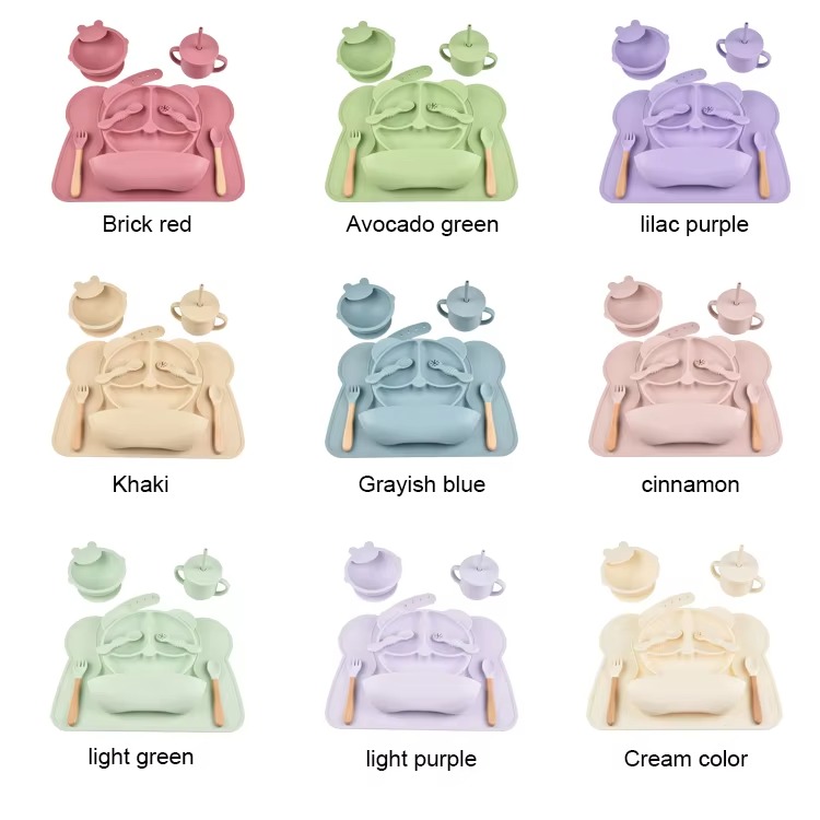 6 Pcs Silicone Baby Feeding Tableware Set