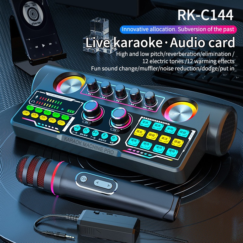 Portable Studio Microphone with Professional Live Sound Card Set Phone Computer Audio Mixer Podcast Equipment Bundle