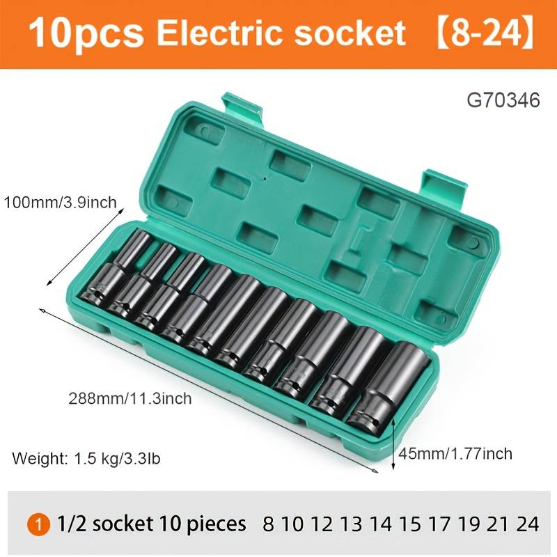 10pcs Black Long Style Hexagon Socket Wrench Set 