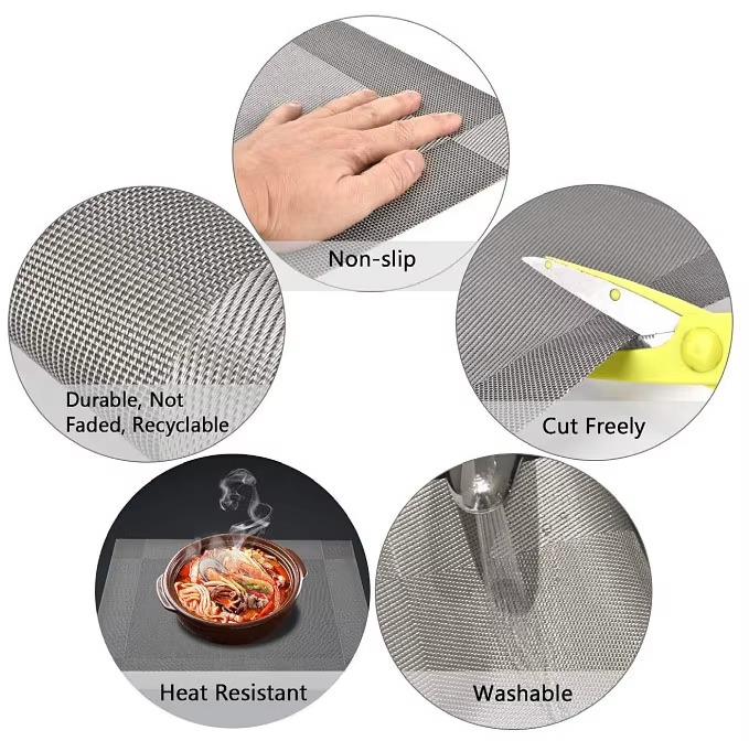 Multicolor Rectangular PVC Table Mat For Restaurant Hotels 10 Pcs