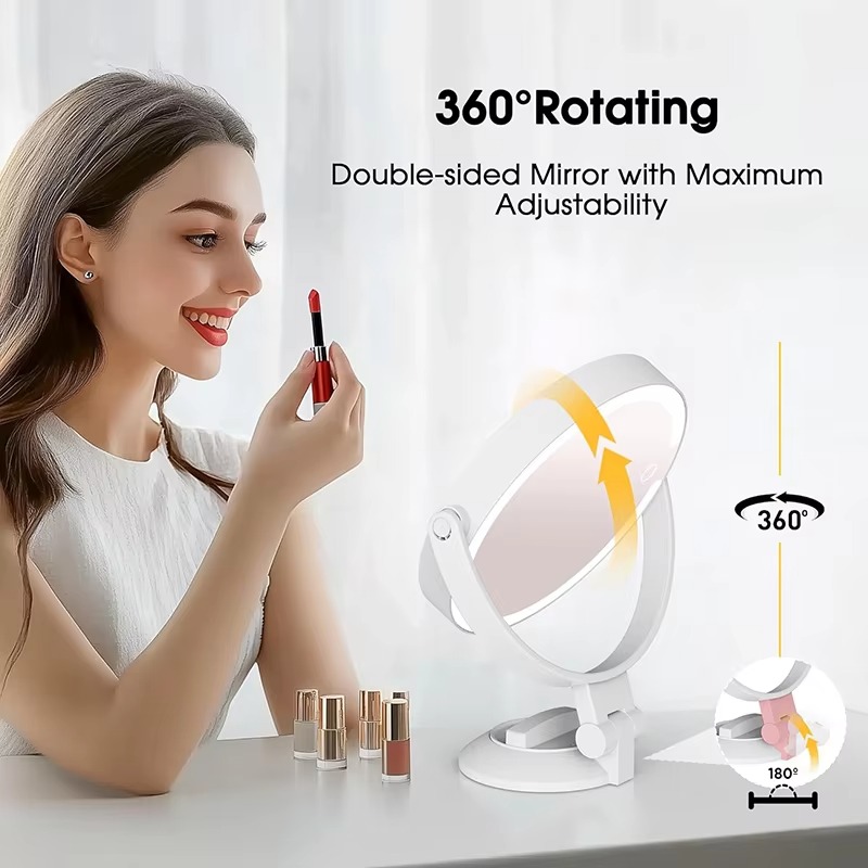 360 Degree Wall Mounted Desktop Led Lighted Magnifying Makeup Mirror