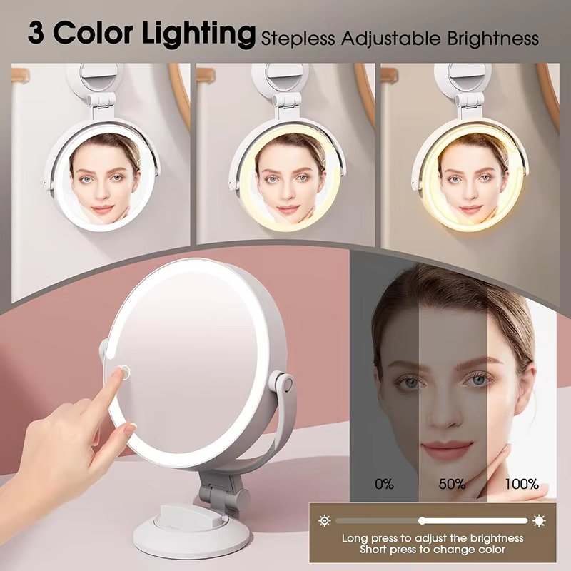 360 Degree Wall Mounted Desktop Led Lighted Magnifying Makeup Mirror