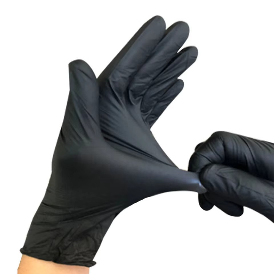 BLACK NITRILE DISPOSABLE GLOVES (100 Pcs)