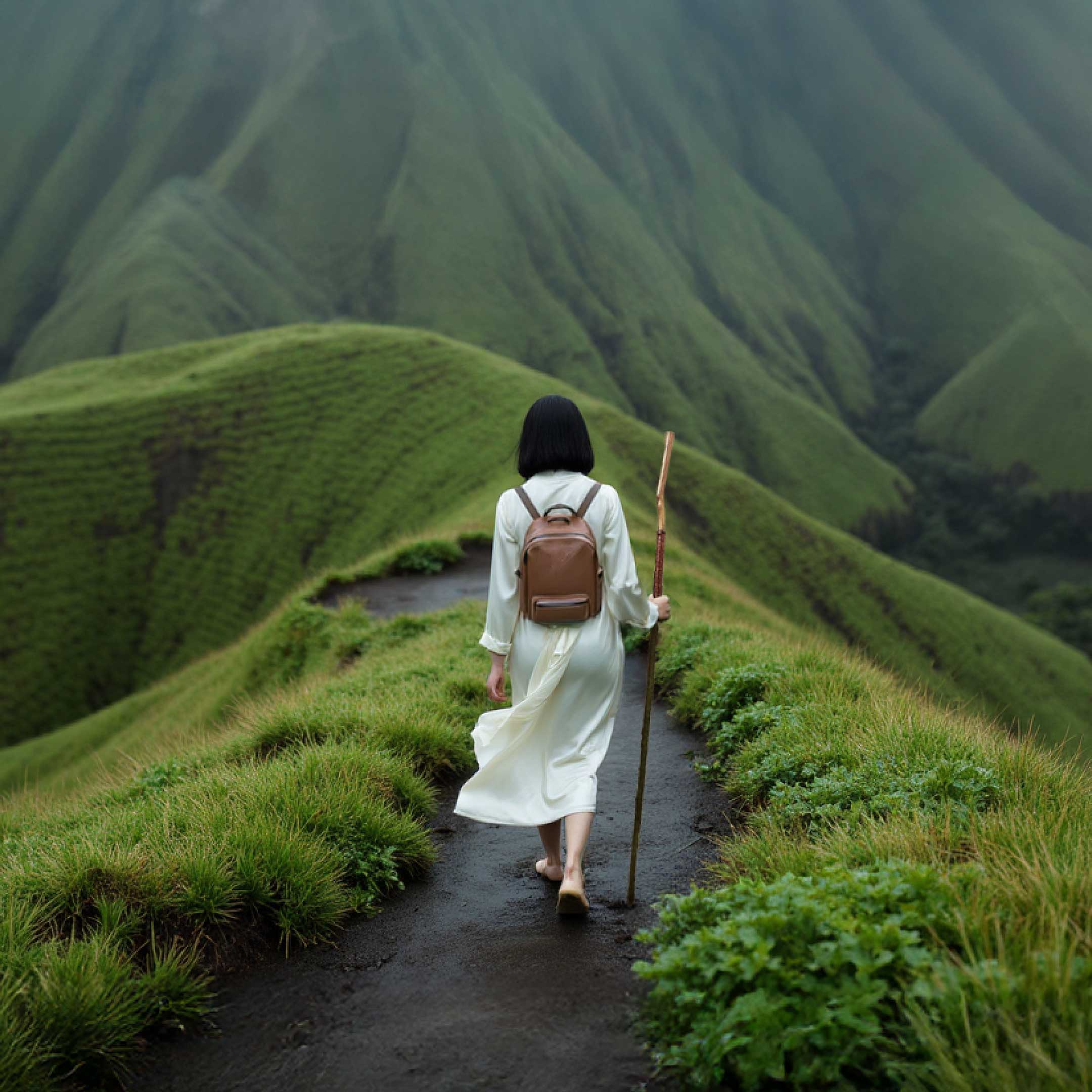 Bâton de pèlerin en châtaignier - taille M