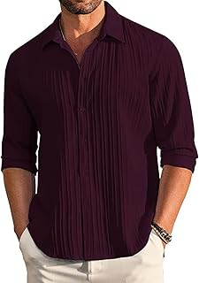 Men's Pleated Long Sleeve Shirt