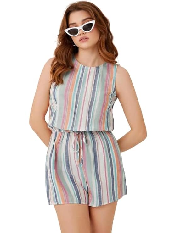 Striped Sleeveless Romper
