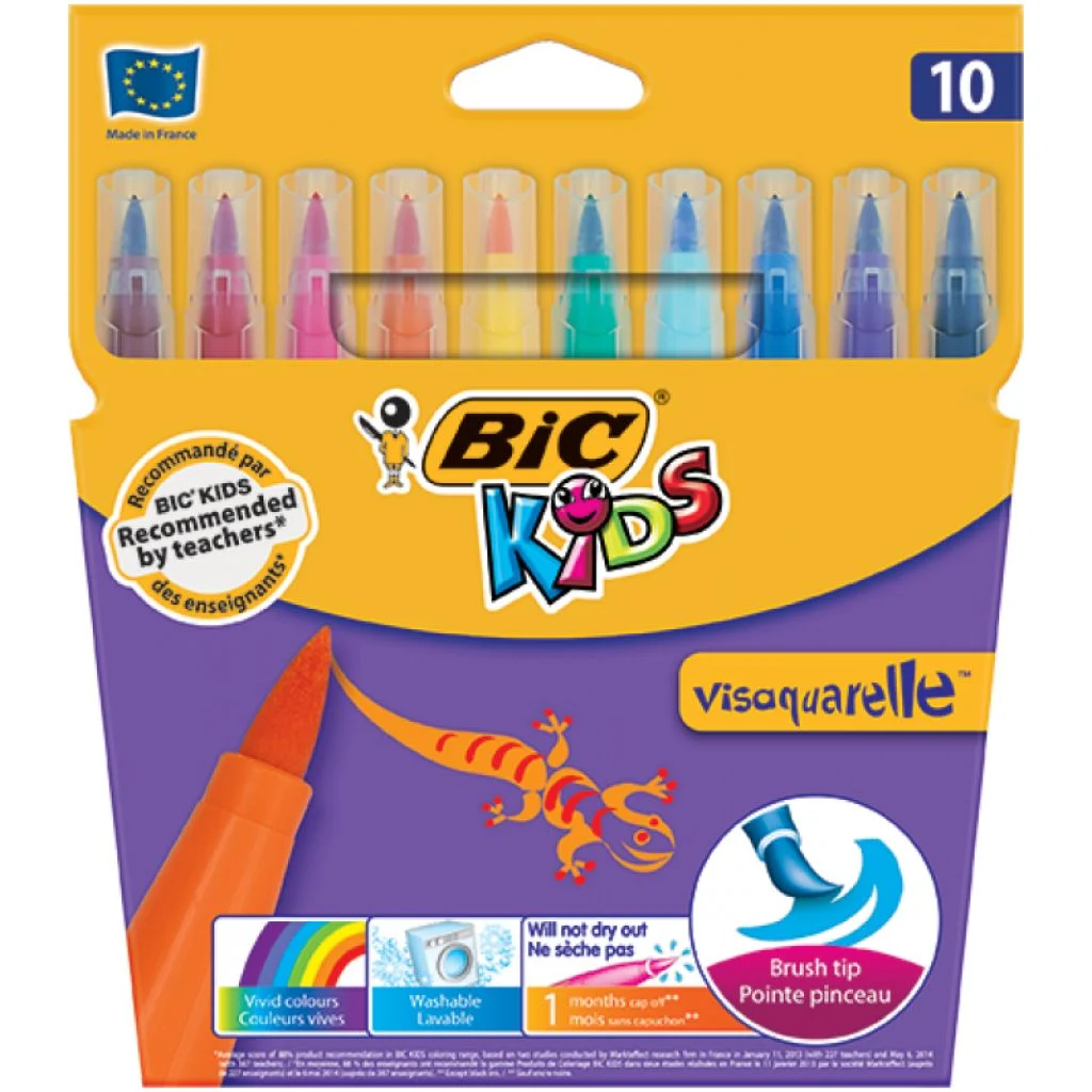 Bic Visa Fırça Uçlu Keçeli Boya Kalemi 10`lu Kutu