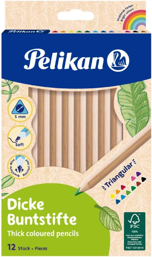 Pelikan Ahşap Gövdeli 12li Jumbo Kuru Boya